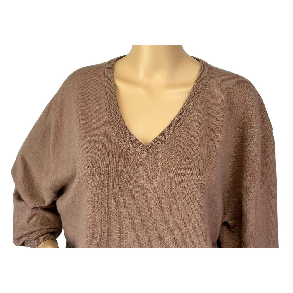 J. Crew Pure Cashmere Relaxed V-neck Sweater Earthy Mocha BA394 Size M - Picture 7 of 12